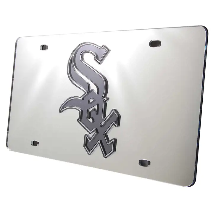 ÉTIQUETTE EN ACRYLIQUE DÉCOUPÉE AU LASER WHITE SOX ARGENTÉE