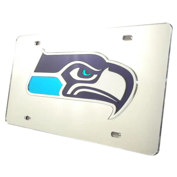 Étiquette de valise Seahawks en acrylique découpée au laser