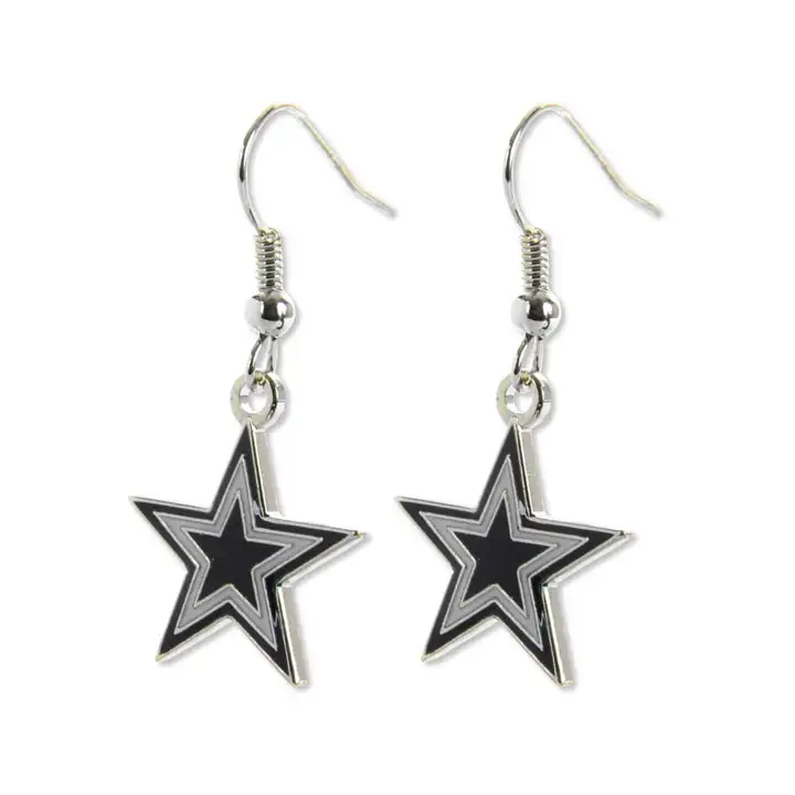 Boucles d'oreilles pendantes logo COWBOYS Aminco argent/marine