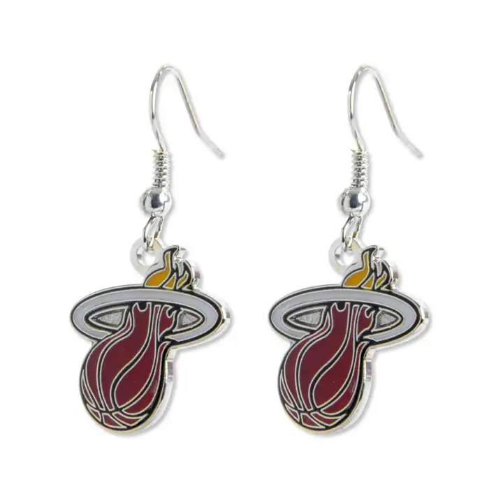 Boucles d'oreilles pendantes logo HEAT Aminco argent/rouge