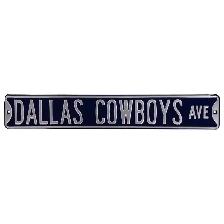 Panneau de rue authentique COWBOYS - Avenue bleu/argent