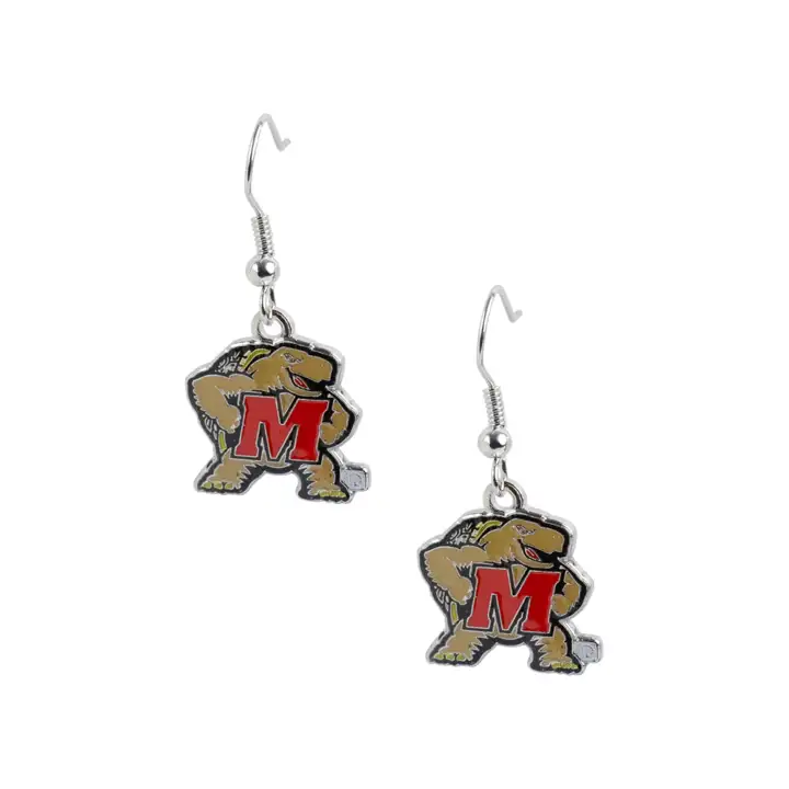 Boucles d'oreilles pendantes logo Maryland Aminco arg/marron/rouge