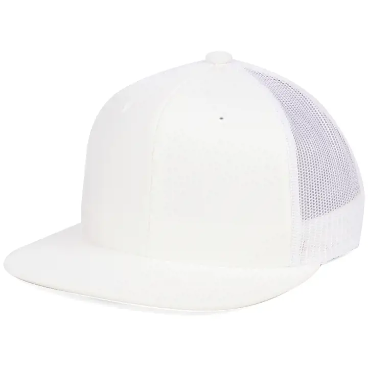 Casquette trucker à visière plate vierge blc/blc