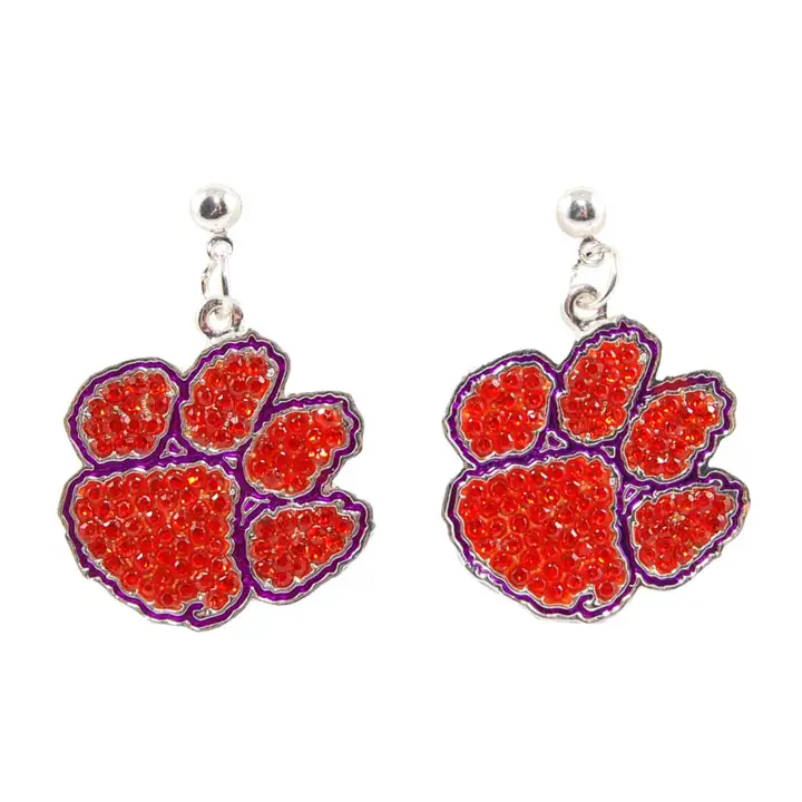 Boucles d'oreilles logo en cristal Clemson