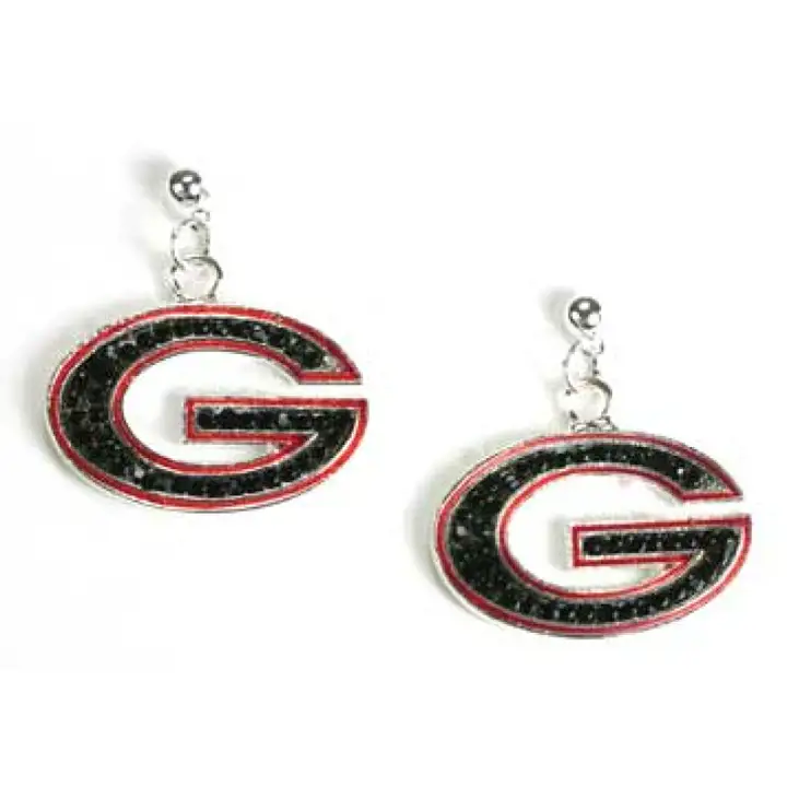 Boucles d'oreilles Georgia avec logo et cristaux