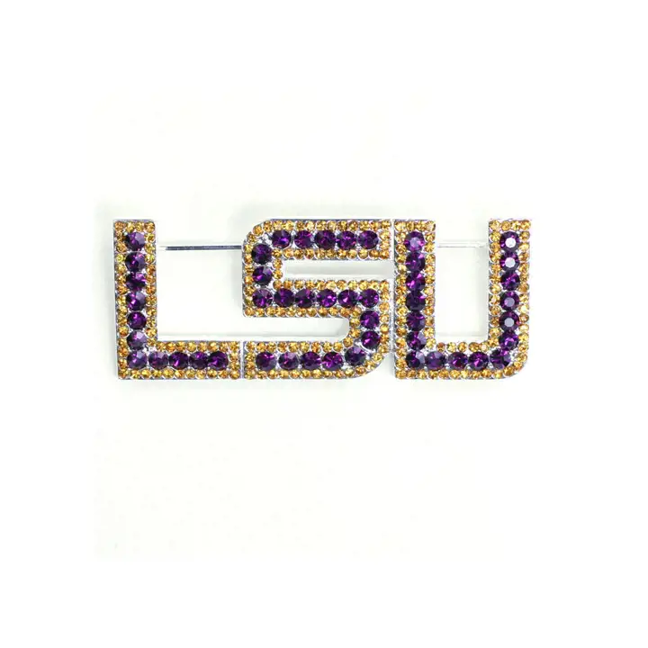 Épingle à logo en cristal LSU mau/vio