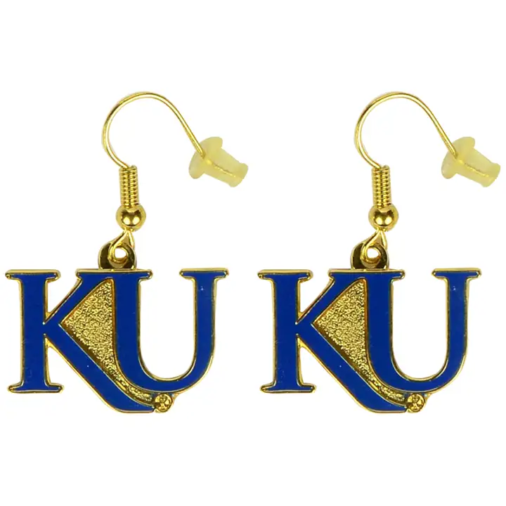 Boucles d'oreilles pendantes logo Kansas Aminco bleues/gl