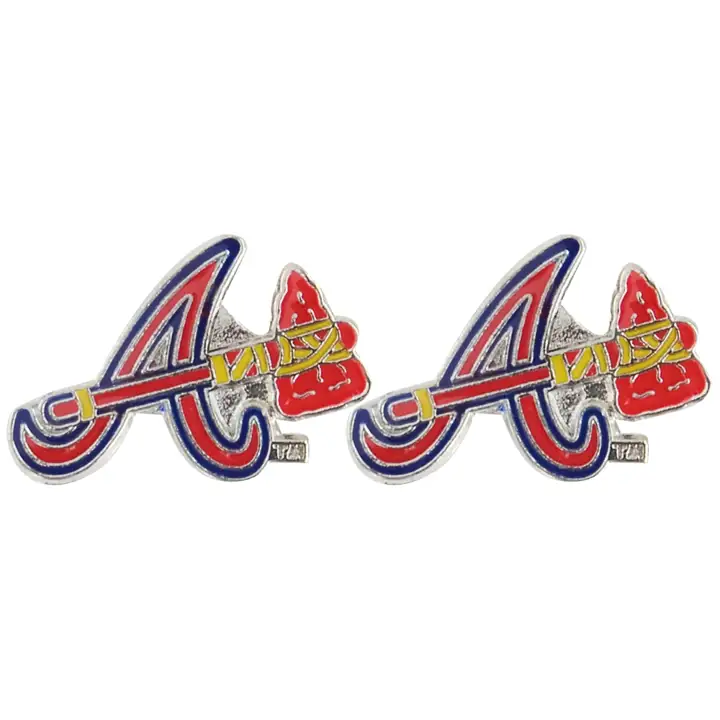 Boucles d'oreilles clous logo BRAVES Aminco rouges