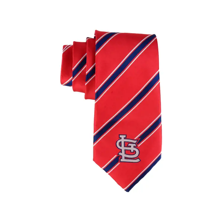 Cravate STL CARDS en polyester tissé 1  crème/bleu marine
