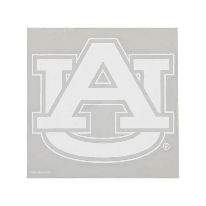 "Autocollant découpé Auburn 8x8 Blanc "AU" blc/transparent"