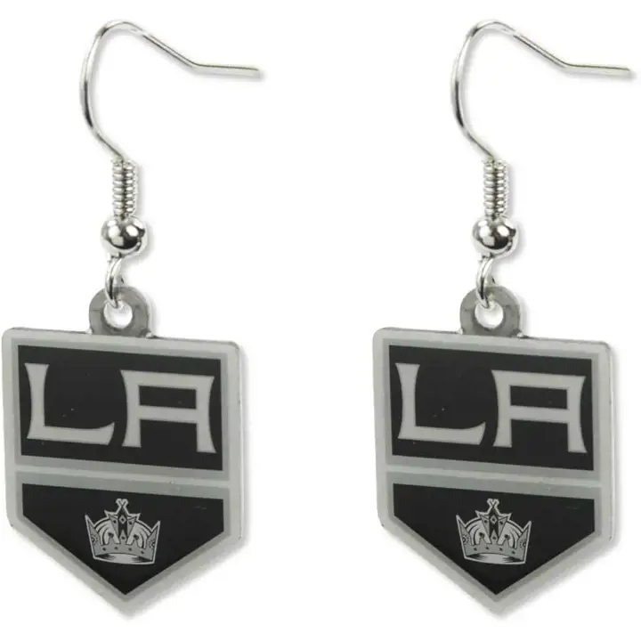 Boucles d'oreilles pendantes logo LA KINGS Aminco noir/argent