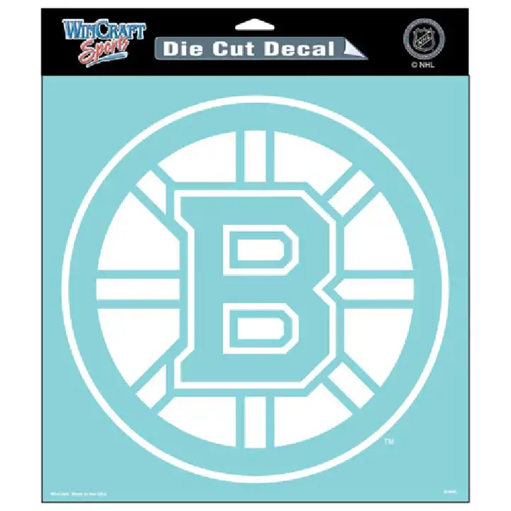 Autocollant Bruins découpé 8x8 blanc blc