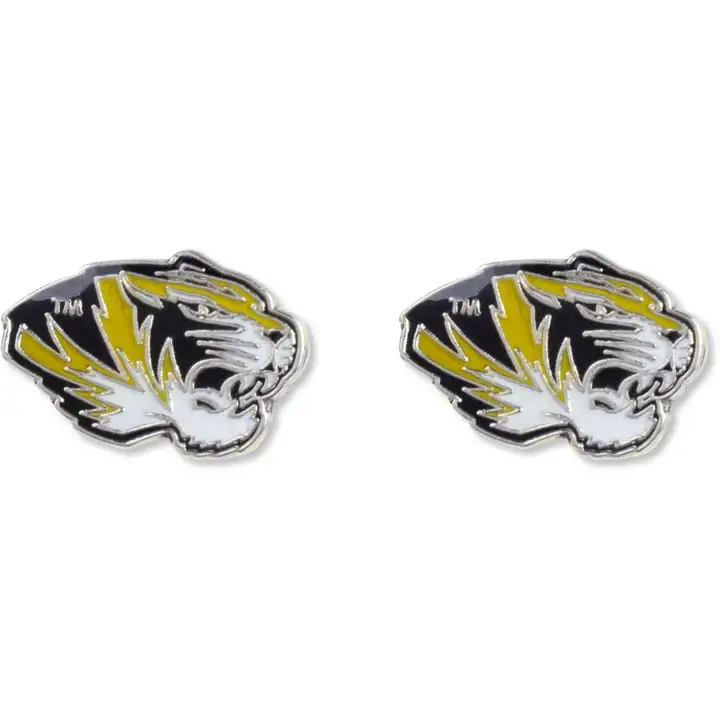 Boucles d'oreilles clous logo Missouri Aminco argent/noir/doré