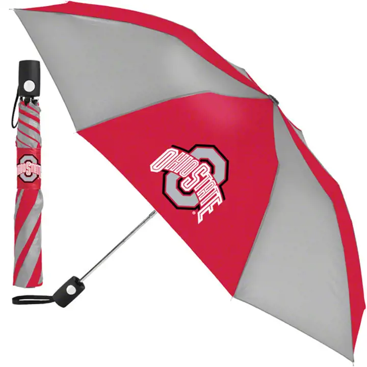 Parapluie pliant automatique Ohio State rouge/gris