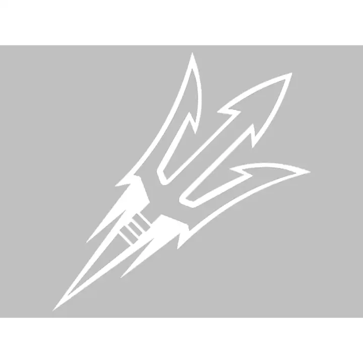 Arizona St Die Cut Decal 8x8 Blanc Nouveau Pitchfork wht