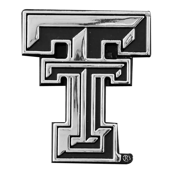 "Emblème auto Texas Tech en métal \"TT\" arg"