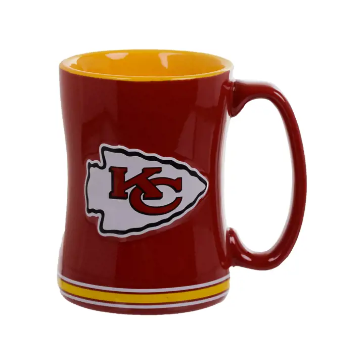 MUG CHIEFS 40 cl en relief  rouge/gl