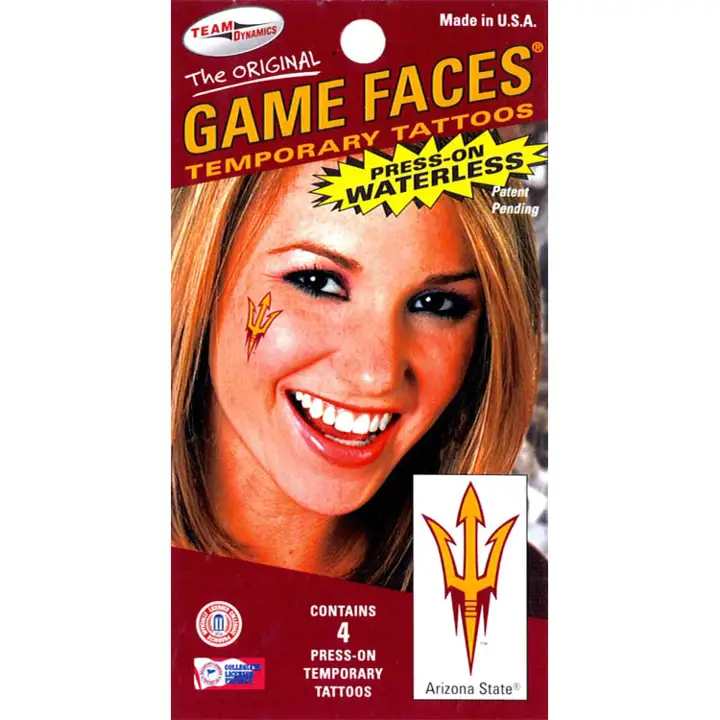 Tatouage temporaire « Game Face » de fourchettes du nouveau terrain d’Arizona State