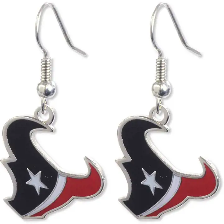 Boucles d'oreilles pendantes logo Texans Aminco rouge/marine/blanc