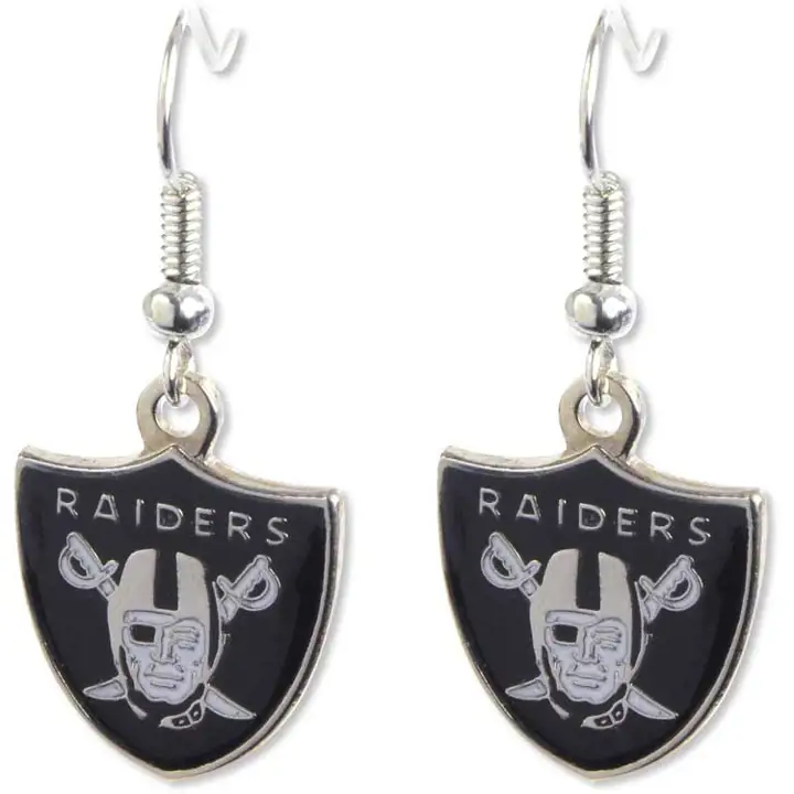 Boucles d'oreilles pendantes logo Raiders de LV Aminco noir/gris