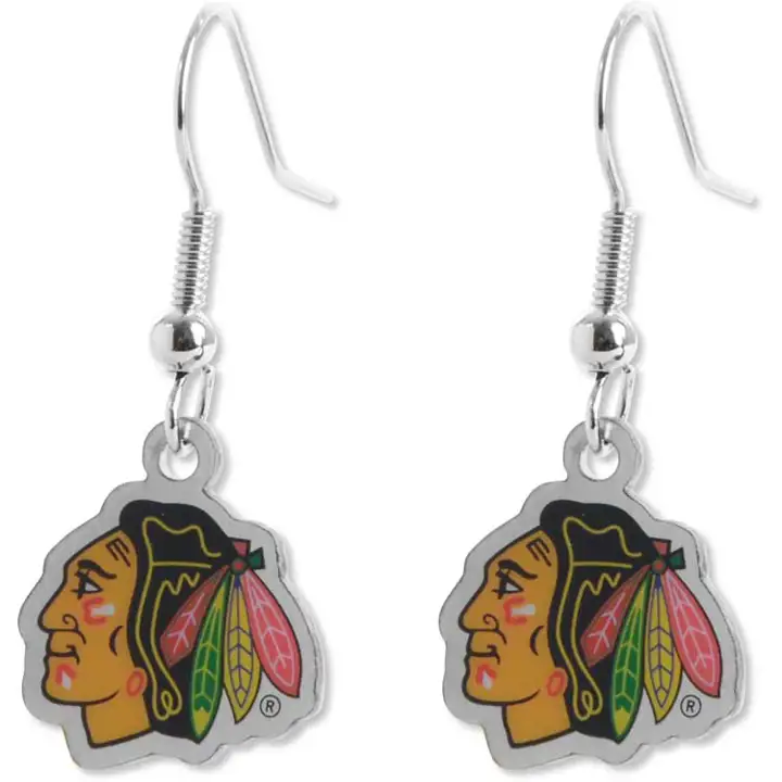 Boucles d'oreilles pendantes logo BLACKHAWKS Aminco