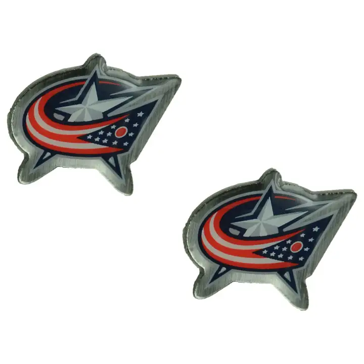 Boucles d'oreilles clous logo BLUE JACKETS Aminco argent