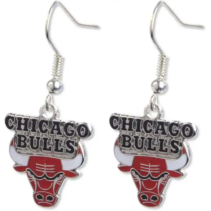 Boucles d'oreilles pendantes logo BULLS Aminco arg/rouge