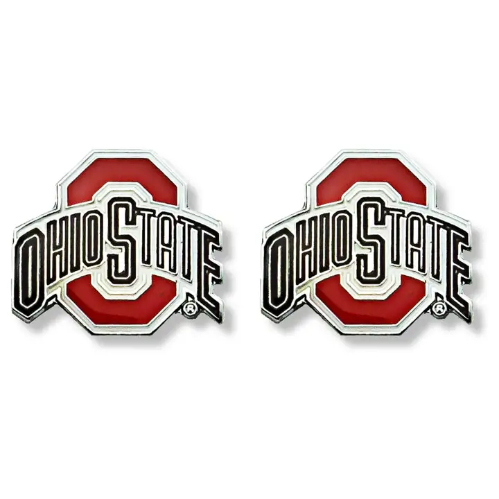 Boucles d'oreilles clous logo Ohio State Aminco rouge/blanc/noir