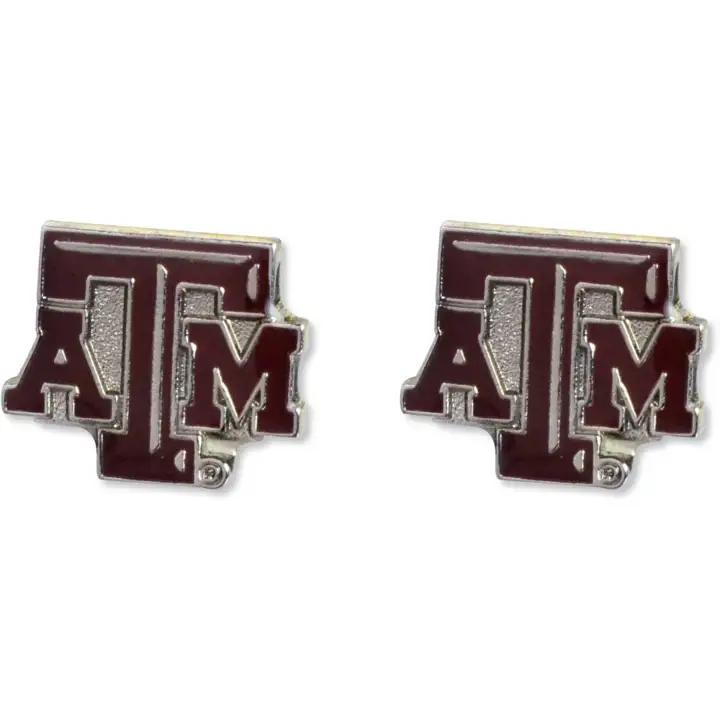Boucles d'oreilles pendantes logo Texas A&M Aminco marron/argent