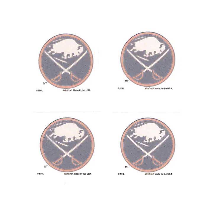 Autocollants de tatouages éphémères SABRES, lot de 4, marine/orange/blanc