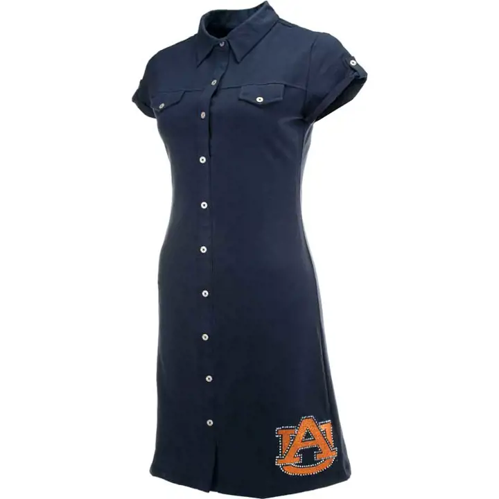 Robe chemise Auburn NCAA pour femme, bleu marine