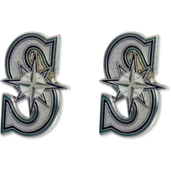 Boucles d'oreilles clous logo Mariners Aminco  silv