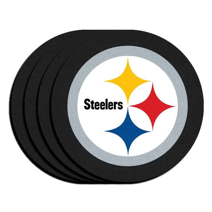 Jeu de 4 sous-verres en néoprène STEELERS noir/blanc