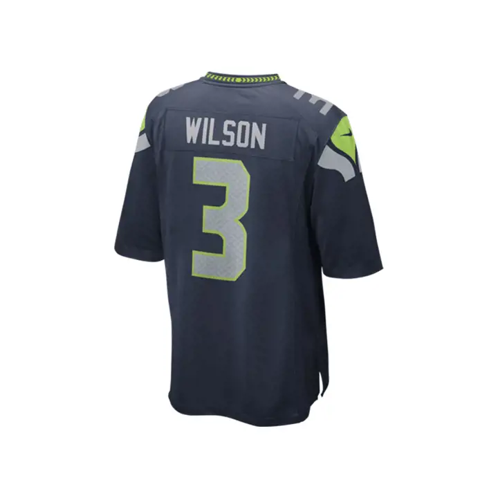 Maillot de match NFL SEAHAWKS Russell Wilson #3 marine