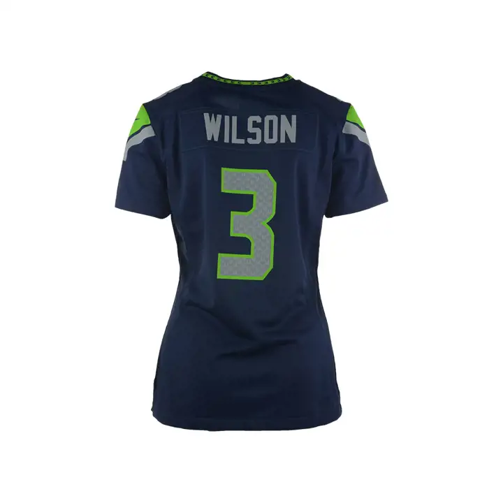 SEAHAWKS NFL Maillot de match femme Russell Wilson #3 marine