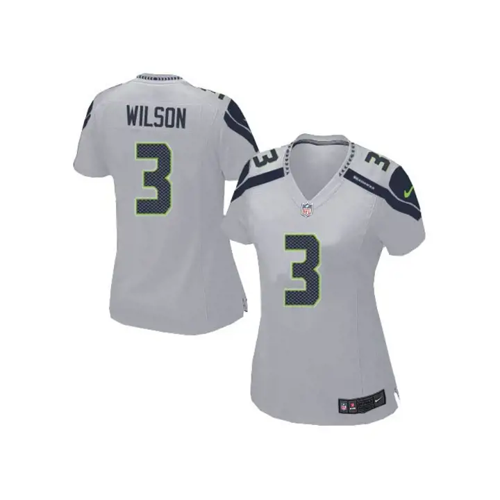 SEAHAWKS NFL Maillot de match femme Russell Wilson #3 gris