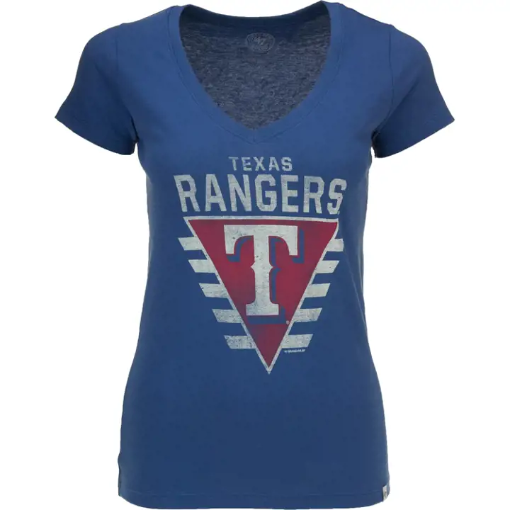 T-shirt à col en V Flanker MLB pour femme, Texas Rangers rbl