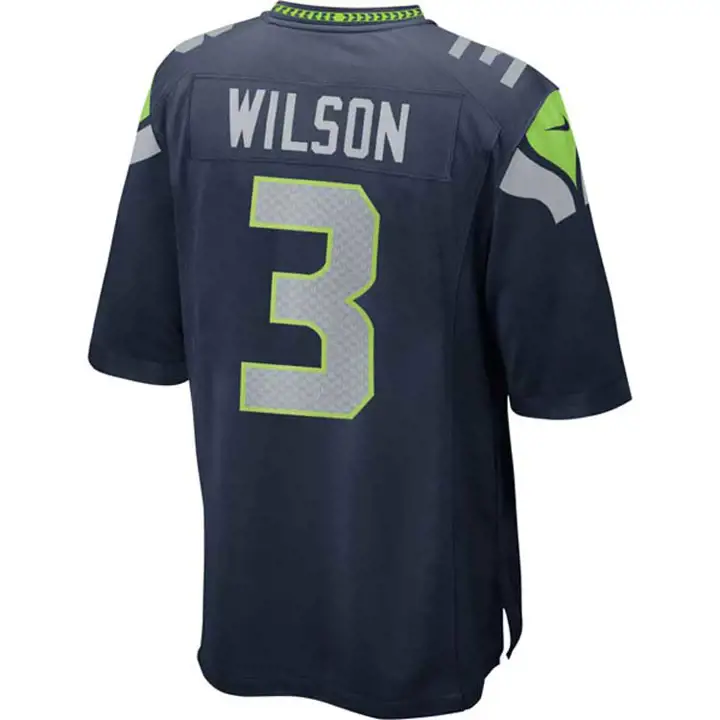 Maillot de match NFL Seahawks pour jeunes Russell Wilson #3 marine
