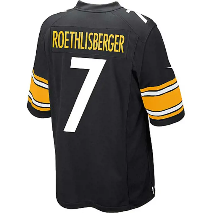 Maillot de match jeune NFL Steelers Roethlisberger #7 noir