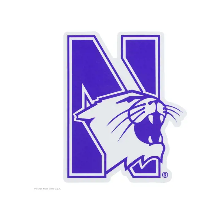 Autocollant de voiture Northwestern Wildcats 8x8 pur/blanc