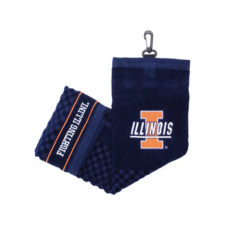 Serviette de golf brodée Illinois Fighting Illini bleu marine
