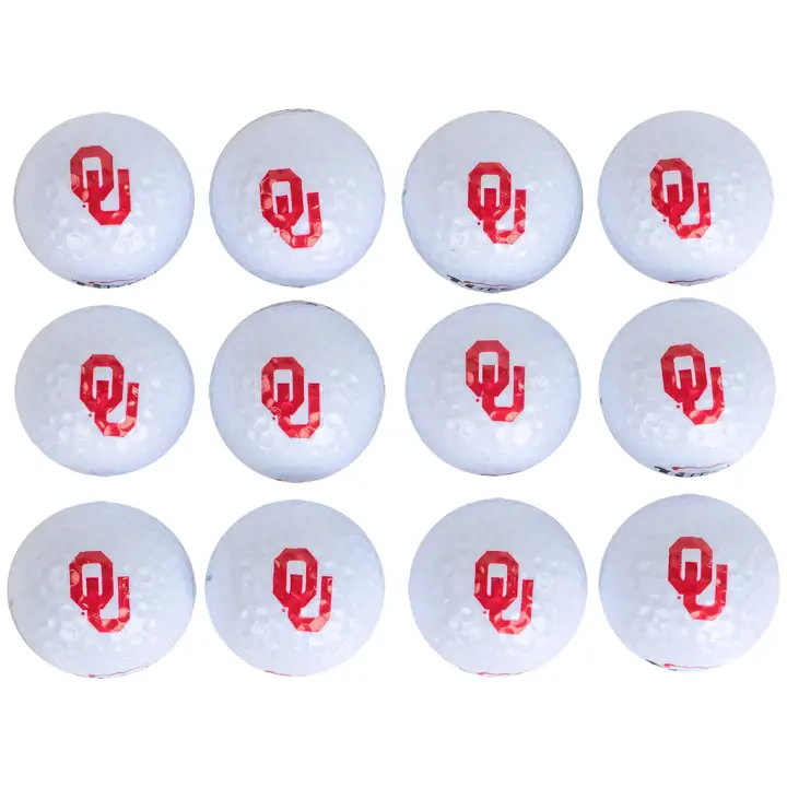 Balle de golf Oklahoma Sooners, paquet de 12, blanc/carmin