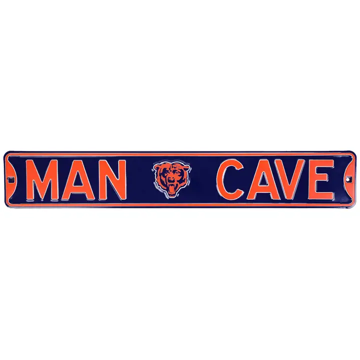 Panneau de rue authentique BEARS - Cave à homme marine/orange