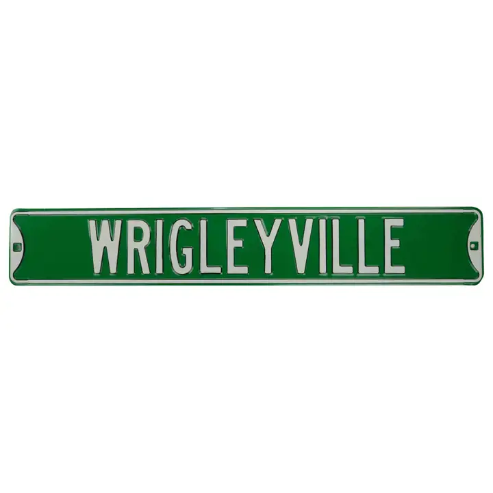 Panneau de rue authentique CUBS - Série Stade WRIGLEYVILLE vert
