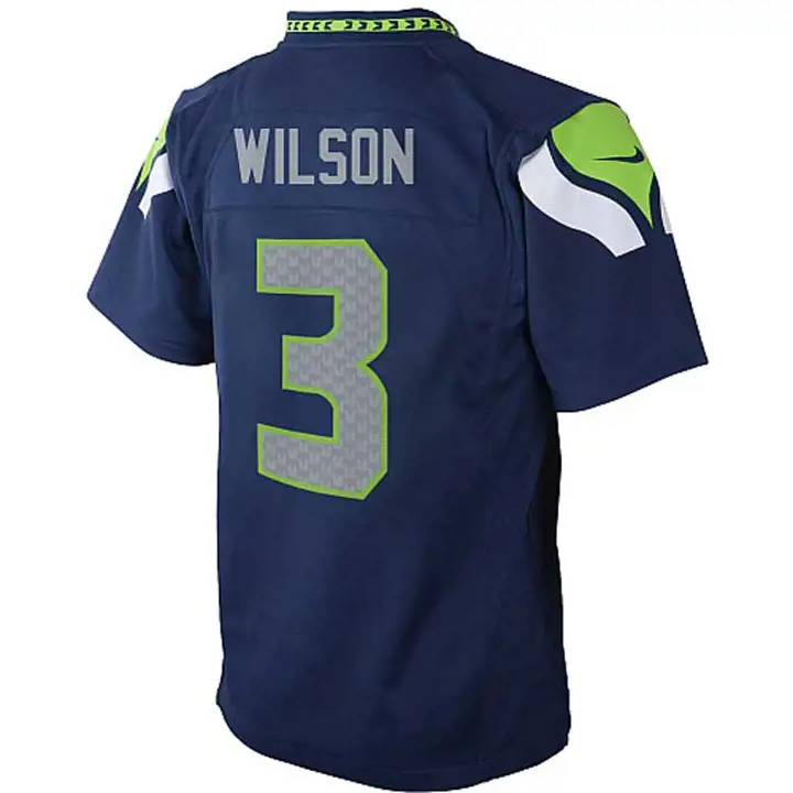 Maillot de match NFL enfant SEAHAWKS Russell Wilson #3 marine