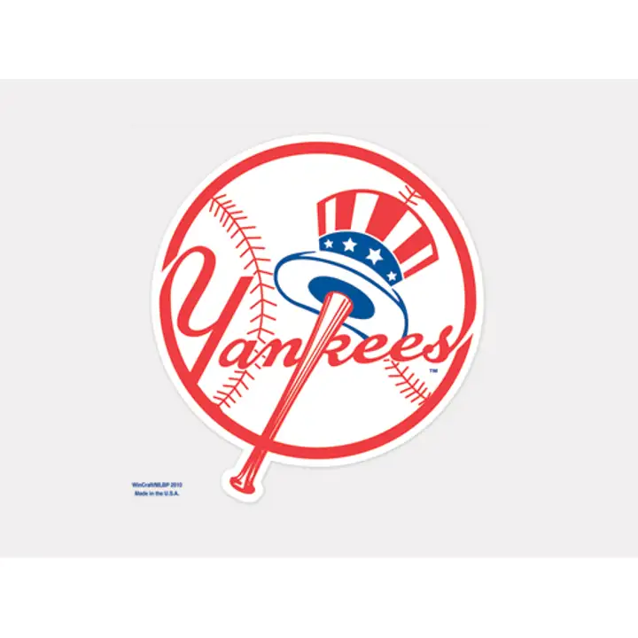 Autocollant découpé Yankees 4x4 - Chapeau haut-de-forme couleur avec batte blanc