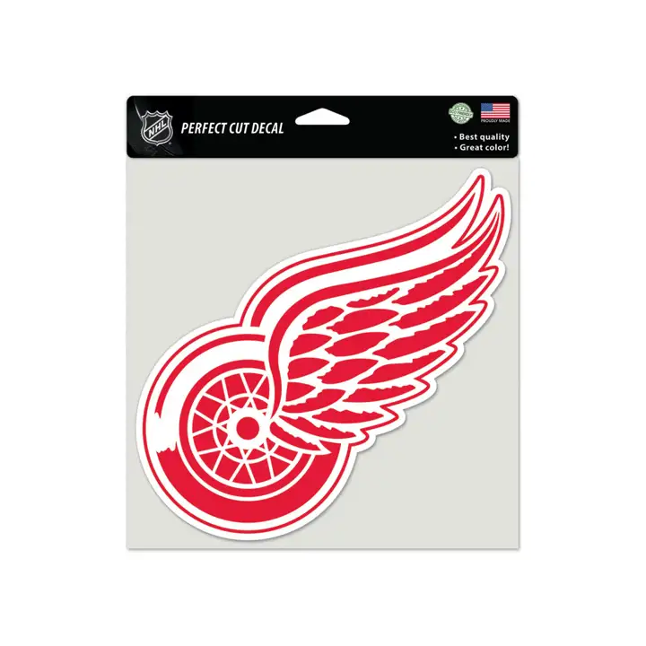 Décalque découpé 8x8 en couleur Red Wings rouge/blanc