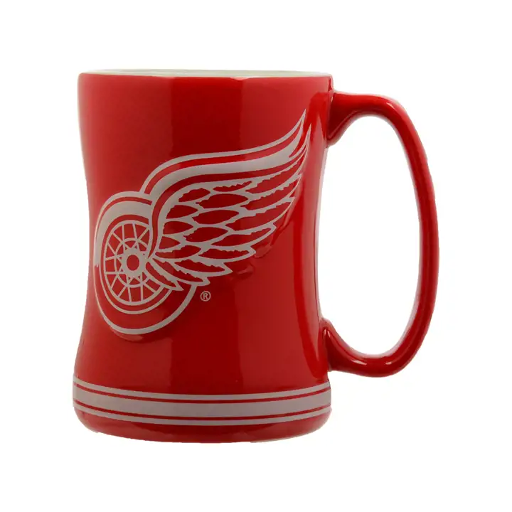 Mug Red Wings 14 oz Relief rouge/blanc
