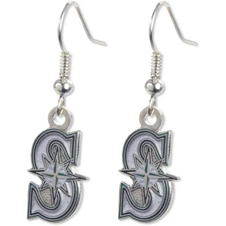 Boucles d'oreilles pendantes logo Mariners Aminco argent/sarcelle