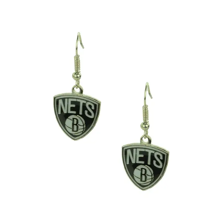 Boucles d'oreilles pendantes logo B Nets Aminco argent/noir